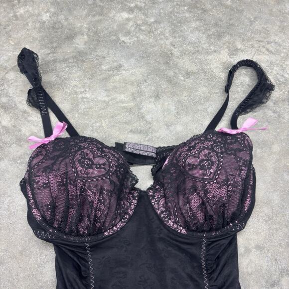 Victoria Secret Sexy Little Things Garter Dress Babydoll Chemise Lace Bow 36C - Picture 3 of 8